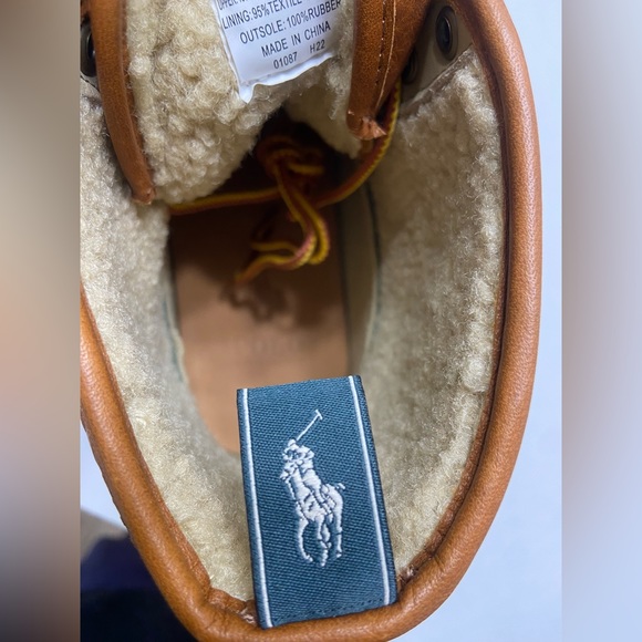 NEW NEW Polo Ralph Lauren Claus Lace Up Men's Sherpa Lined Duck Boots Brown 8,11 - Picture 5 of 9